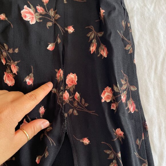 Reformation Fulton Midi Dress Romy Black Pink Floral (sz 4P) - Picture 4 of 11
